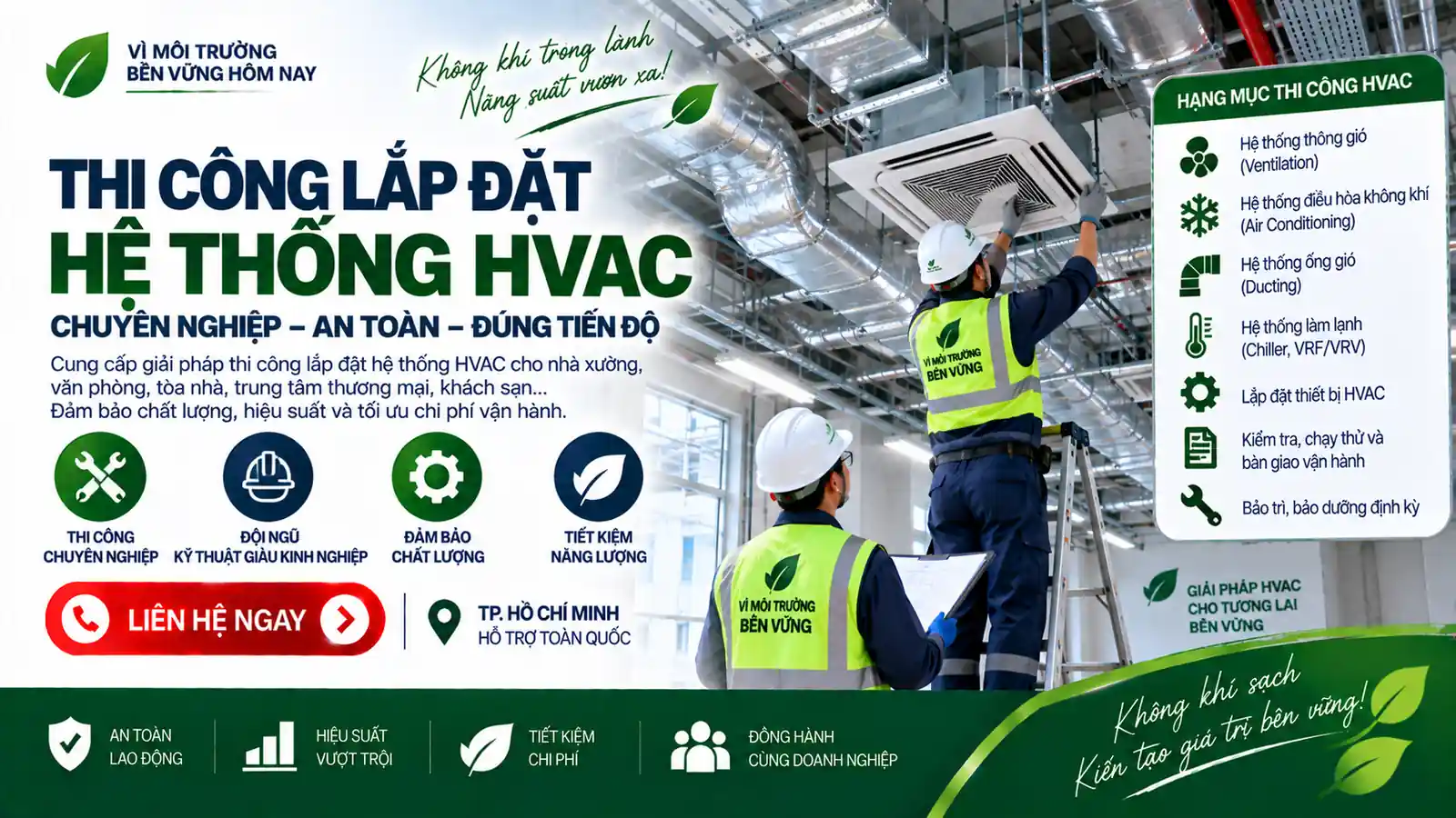 Thi công lắp đặt hệ thống HVAC chuyên nghiệp